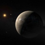 Imagem representando o planeta Proxima b orbitando a estrela próxima Proxima Centauri. 24/08/2016 ESO/M. Kornmesser/Handout via Reuters